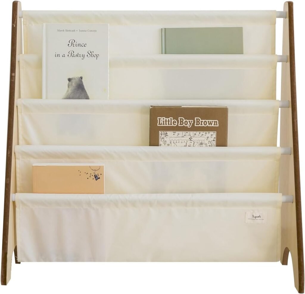 3 Sprouts 4-tier kids bookshelf, solid cream, holds 35 books