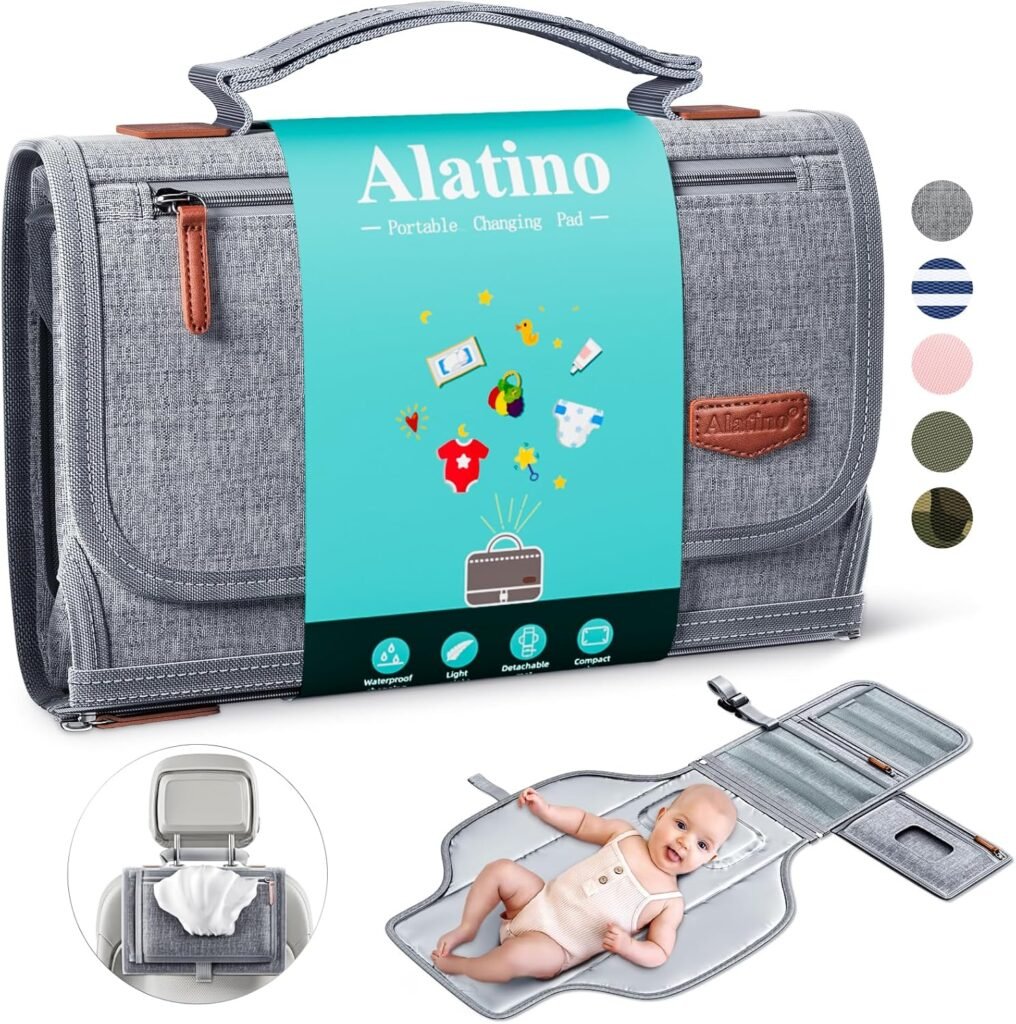 Portable detachable diaper changing pad with wipes pocket