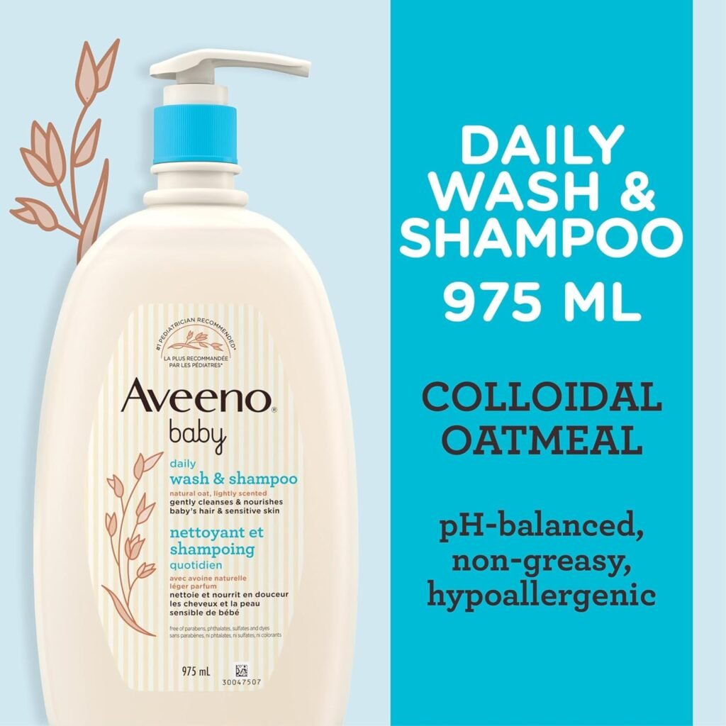 Aveeno Baby Wash and Shampoo, 975ml, natural oat extract
