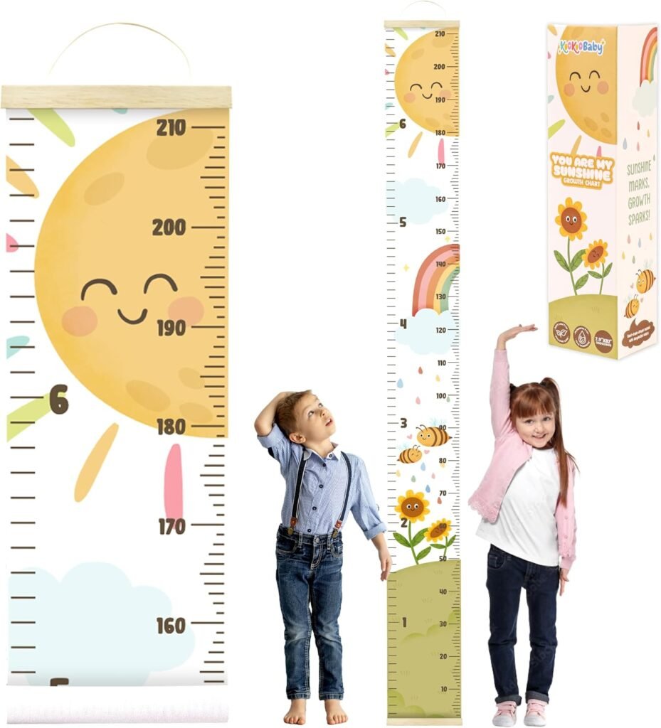 KooKooBaby canvas growth chart with wooden frame