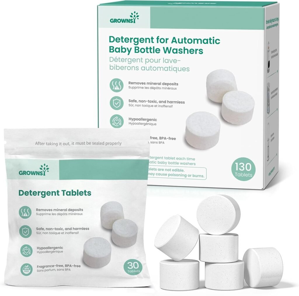 Grownsy detergent washing tablets, 130-pack, for baby bottle washers