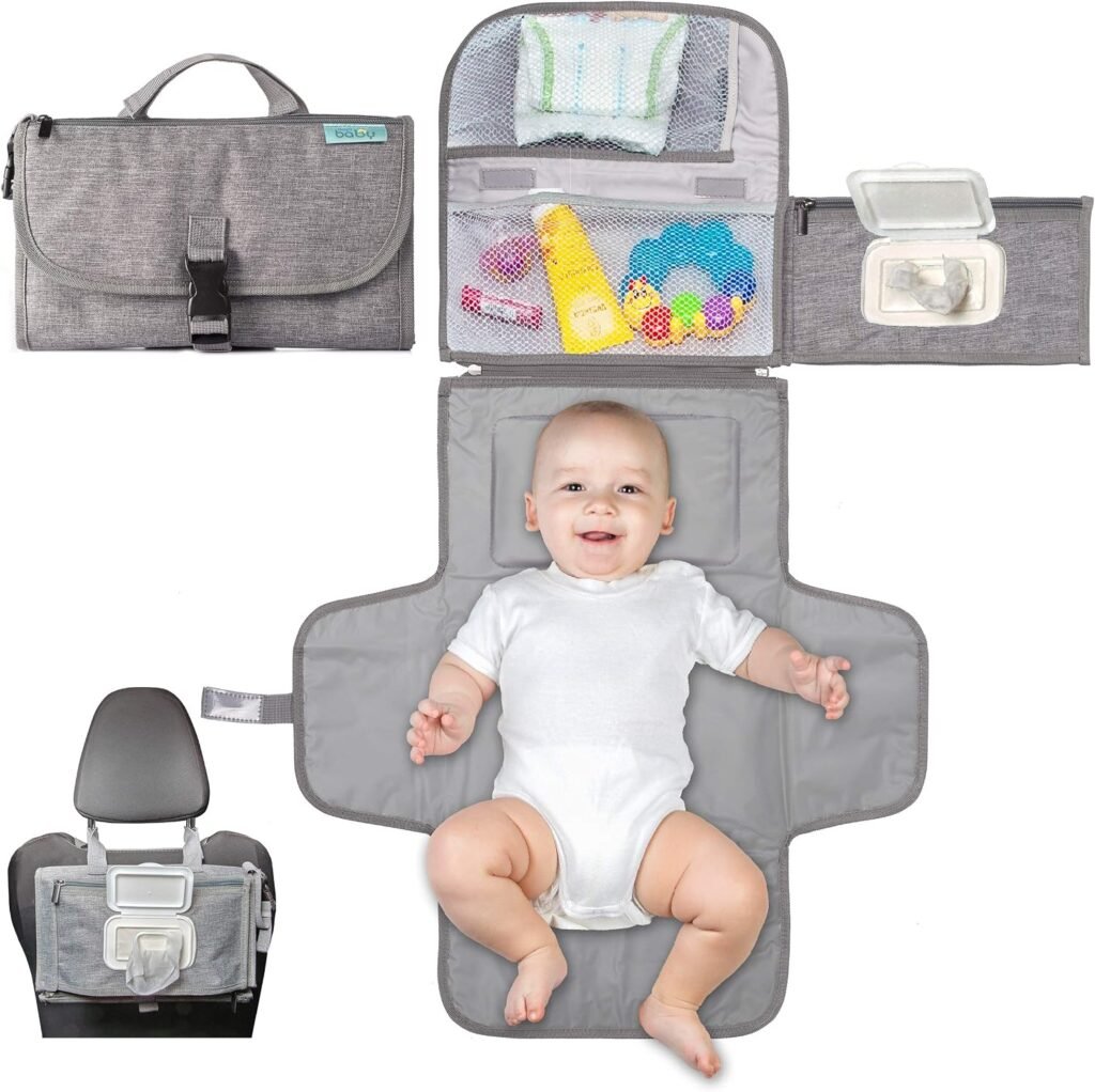 Kopi Baby portable diaper changing pad, grey, travel kit