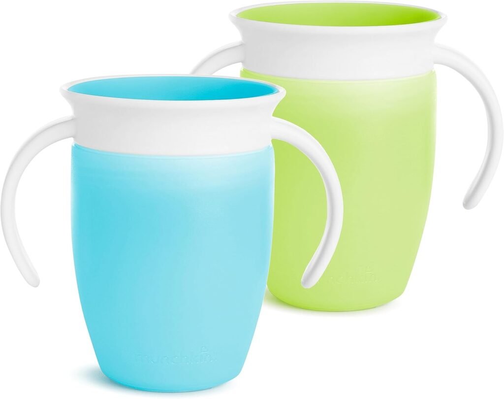 Munchkin Miracle 360 trainer cup, 7oz, blue and green, 2-pack