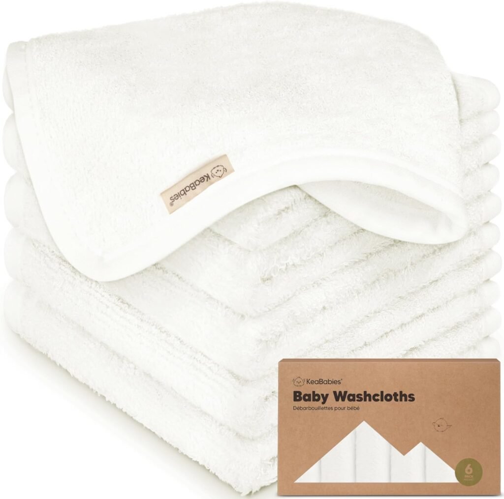 Bamboo viscose baby washcloths, 6-pack, white, 10x10 inches