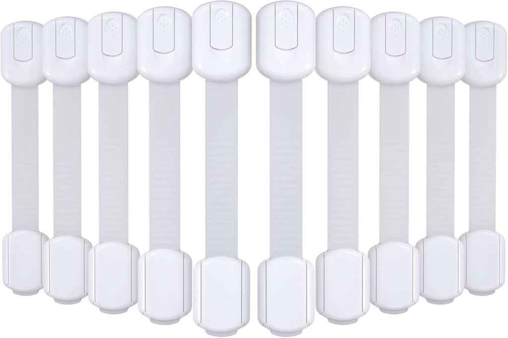 4our Kiddies baby proof cabinet locks, 10-pack, adjustable strap