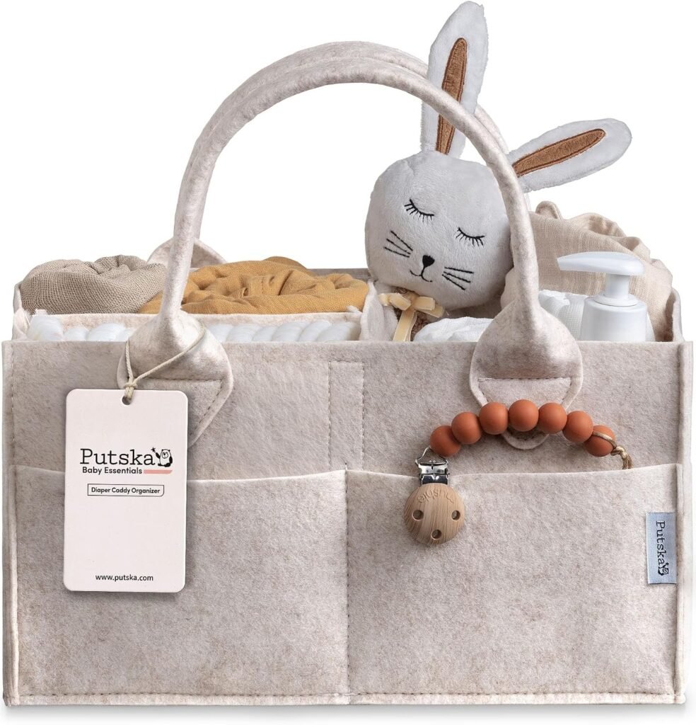 PUTSKA baby diaper caddy organizer, mocha, large