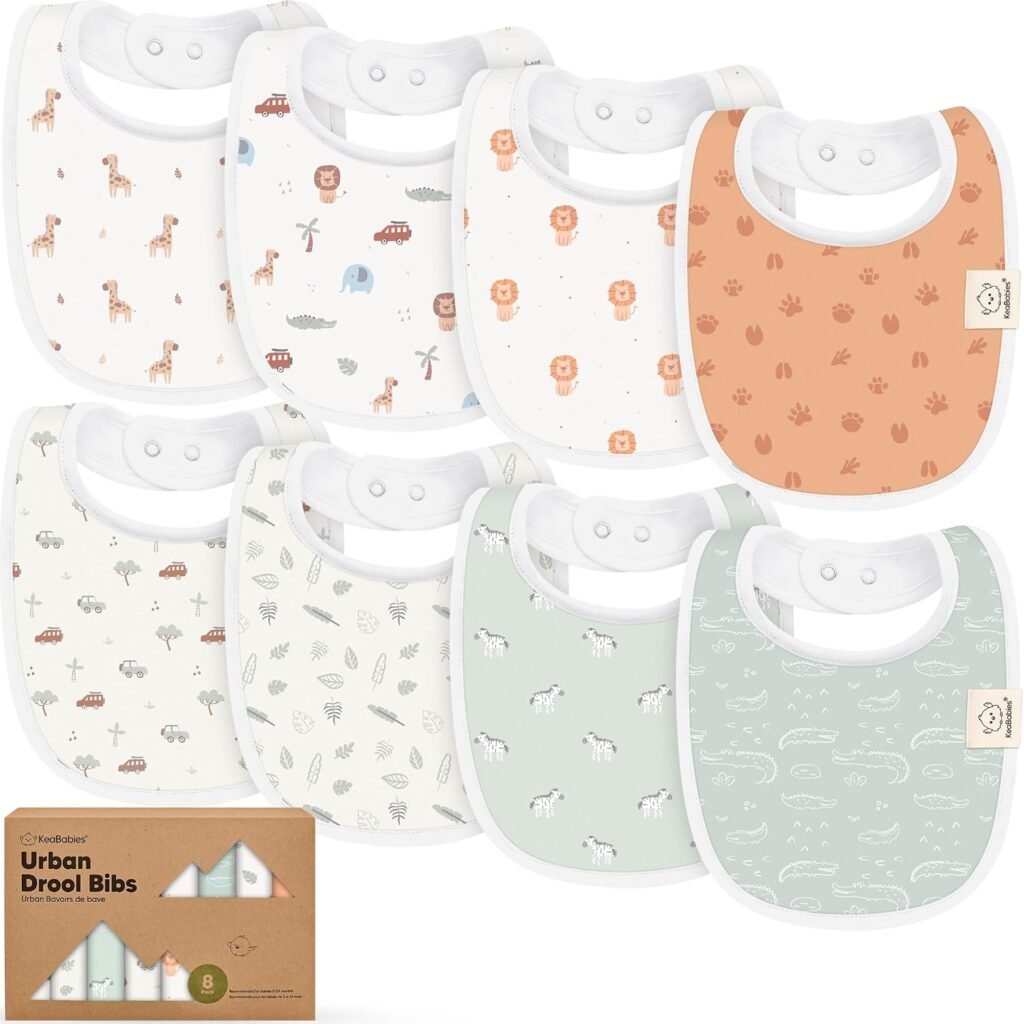 KeaBabies organic baby bibs, 8-pack, wilderness print, 0-24 months
