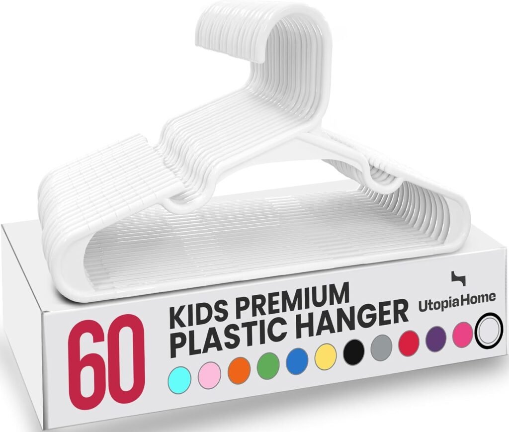 Utopia Home plastic baby hangers, white, pack of 60