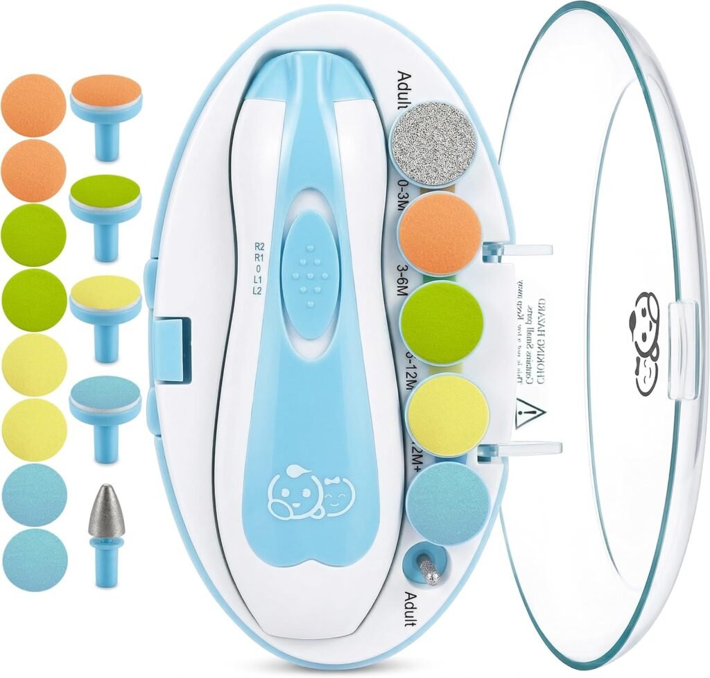 Royal Angels 21-in-1 electric baby nail trimmer kit, blue