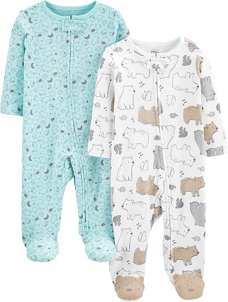 Simple Joys by Carter's cotton footed sleep and play, 2-pack, neutral