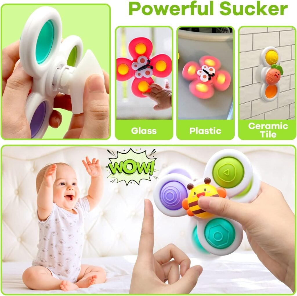 Suction cup spinner toys, 3-pack, sensory toys for toddlers