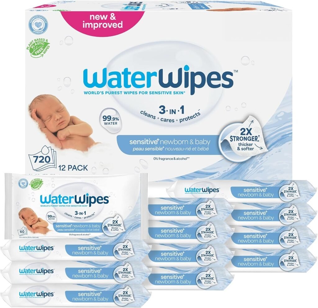 WaterWipes Sensitive+ baby wipes, 720 count, 12 packs